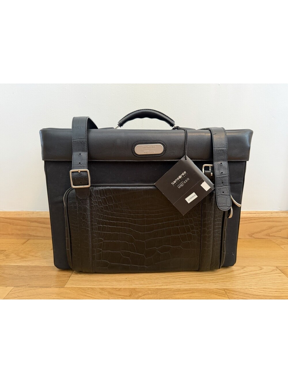A.McQueen/Samsonite Black Label Carry On Travel Luggage Case Croc Leather/Canvas